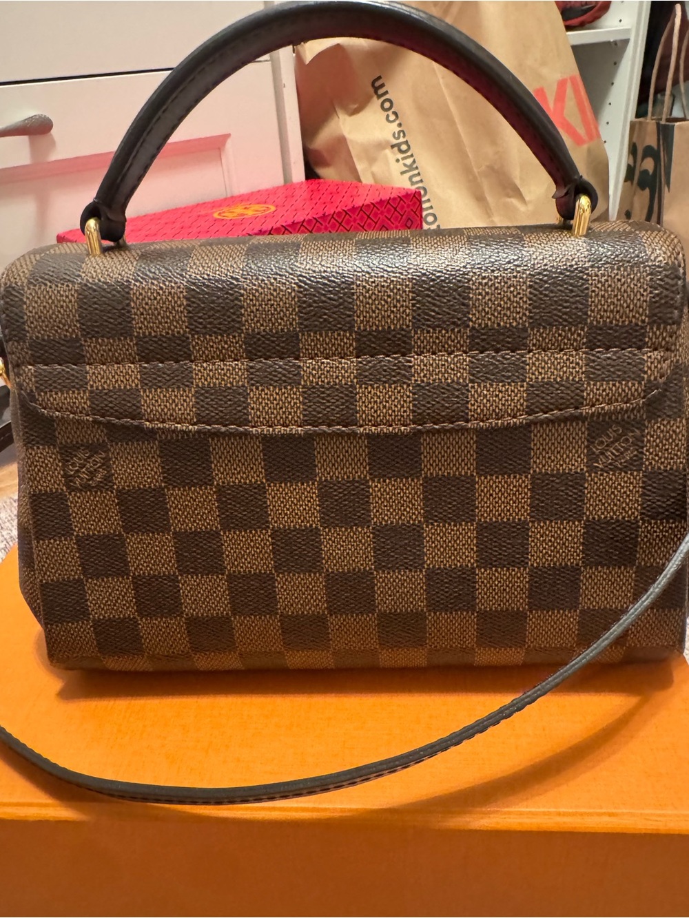 Louis Vuitton Brown Damier Top Handle Satchel with Gold Hardware - Picture 6 of 9